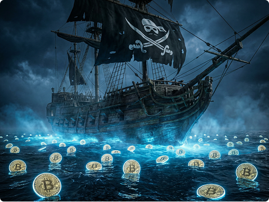 Dread Pirate ship in stormy sea